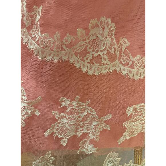 American vintage 50’s Pink Lace netting overlay shelf bust dress size X Small - Picture 12 of 16